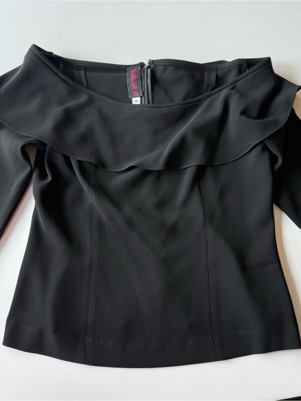 Vivienne Tam Black Off-Shoulder Ruffle Top